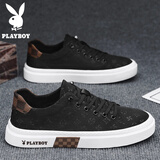 花花公子（PLAYBOY）男鞋2025秋冬季保暖新款商务休闲皮鞋男士鞋子男款帆布鞋百搭板鞋 黑色 CPL1250922 39 运动