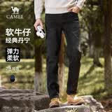 骆驼（CAMEL）男装直筒牛仔裤春夏季舒适棉感弹力修身复古水洗长裤子M14CA1S716