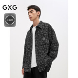 GXG男装 黑色小香风精致绣花长袖衬衫外套男士上衣 秋季 黑色 L