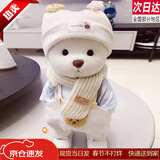 饰鹿熊手工关节泰迪熊公仔毛绒玩具布娃娃抱抱熊玩偶生日礼物520礼物 网红4件套装【手工制作+】 30cm奶白熊+礼袋包装