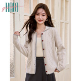 Halo Queen针织开衫女春秋爱心扣麻花针织衫时尚外穿上衣外套H51Z036