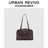 URBAN REVIVO2024秋冬新款女士通勤大容量单肩包UAYB40018 棕红