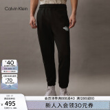 Calvin Klein Jeans秋季男休闲ck字母叠印松紧束脚纯棉针织运动卫裤J324249 BEH-太空黑 M