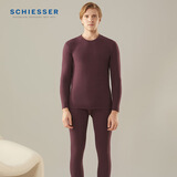 舒雅（Schiesser）男士保暖【加厚加绒】双面绒450gm2长袖长裤保暖套装E5/20739W 深紫7400 3XL 【100-110公斤】