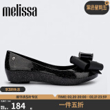 Melissa（梅丽莎）新品蝴蝶结鱼嘴低跟时尚通勤女士时装单鞋33551 闪黑色 36