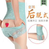 KJ塑身裤女高腰收腹提臀内裤纯棉裆产后恢复收胃塑形后脱式防卷边 灰绿色 XL （115-130斤）