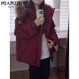 棉致加厚工装连帽棉服女新款宽松派克服棉衣外套女面包服羽棉袄绒服 安哥拉红【高品质】 L 125-145斤