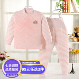 慧鸽（HUI GE NEI YI）2025男女宝宝内衣套装棉1-6岁婴幼儿内衣夹棉三层保暖加厚高腰 粉红色夹棉 90 90 建议身高80-90cm
