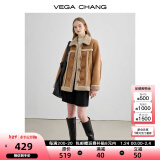 VEGA CHANG皮毛一体短外套女2024年秋冬宽松显瘦旷野美拉德毛绒保暖夹克外套 布朗棕（长款） L