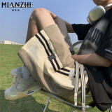 棉致美式高街条纹拼接休闲运动短裤男夏季宽松冰丝五分裤中裤裤衩 D100浅咖色【高品质20】 XL 120-140斤