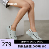 斯凯奇（Skechers）泡泡鞋洞洞鞋运动两穿拖鞋女子多巴胺凉鞋厚底增高轻便海边沙滩鞋 灰色/GRY 38 尺码偏大，建议选小一码