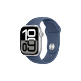 Apple Watch Series 10 智能手表42毫米银色铝金属表壳丹宁色运动型表带M/L【蜂窝款】MWXK3CH/B