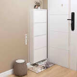 毕威尔超薄鞋柜15cm极窄楼道门口入户柜玄关翻斗收纳柜鞋架落地一体靠墙 508宽四层-白色