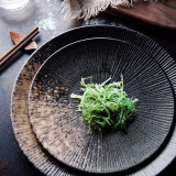 INSCRIPTION 创意欧式刻度纹陶瓷盘西餐牛排盘 意面盘 家用水果沙拉盘 菜盘子 粗黑黄点-大盘