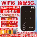 begle【送一年流量】支持三网通5G 4G设备随身wifi6移动无线wi-fi7高速网络车载无限流量路由器2025新款 黑-【5Ghz】多送1块电池+26核提速3999%