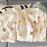 奶系小熊云朵棉大码睡衣女长袖长裤少女可爱大码家居服两件套装 【云朵绵】点点小熊 长袖+长裤 L 女L码（建议100-120斤）