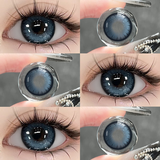 OVOLOOK暗夜魔法蓝美瞳半年抛新款礼盒装水润混血大小直径女隐形眼镜 暗夜魔法蓝14.2【2片礼盒装/半年抛】 0度