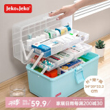 JEKO&JEKO药品收纳箱家用医药箱药品收纳盒家庭医药箱药盒 超大号蓝色