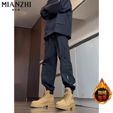 棉致美式户外加绒加厚工装冲锋裤子女秋冬季宽松直筒休闲裤女士潮流 0392黑色【加绒高品质28】 L 100-120斤