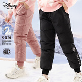 迪士尼儿童羽绒裤女童裤子白鸭绒保暖裤中大童休闲裤 4CK002黑色 160 
