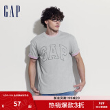 Gap【热卖爆款】男装2024夏新款撞色logo圆领短袖T恤纯棉上衣544465 灰色 185/104A(XXL) 亚洲尺码