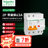 施耐德（Schneider）断路器 梅兰日兰E9系列 2P带漏电保护器漏电保护器空开电闸总闸 2P63A带漏保