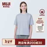 无印良品（MUJI）女式 天竺编织圆领短袖T恤上衣打底衫女款内搭多巴胺女装 灰色BB2P6C4S L (165/88A)