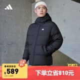 adidas 600蓬拒水防风保暖鸭绒羽绒服面包服男女同款冬季阿迪达斯 黑色 XL