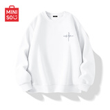 名创优品（MINISO）美式卫衣男简约设计感春季oversize宽松重磅套头衫 白 XL