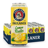 保拉纳（Paulaner）德国进口啤酒柏龙保拉纳啤酒小麦白啤黑啤大麦啤酒500ml整箱装 柏龙柠檬 500mL 24罐 整箱装