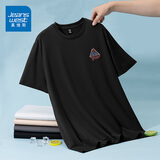真维斯（JEANSWEST）冰丝速干短袖t恤男夏季简约百搭宽松凉感T男士透气吸汗运动半袖衫 黑色 彩色潮牌_K L 【品牌精选】