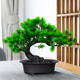 匠心绽放奇松迎客松长寿松仿真松树盆景绿植客厅盆景办公茶室摆件20304