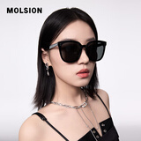 MOLSION七夕礼物陌森太阳镜韩版大框百搭墨镜高清驾驶镜防晒MS3025 MS3052C10 镜框：亮黑 镜片：灰色偏光