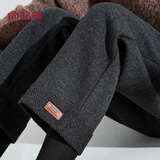 俞兆林 毛呢休闲裤女秋冬2021年新款高腰显瘦休闲九分宽松加厚直筒裤 黑灰色加 厚款 M （建议100-110斤）