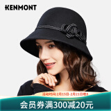 卡蒙（Kenmont）女士帽子冬季时尚潮英伦复古盆帽蝴蝶结小礼帽秋冬大檐帽毡帽2593 黑色 可调节(57cm)