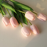 黛莉森手感郁金香仿真花假花高档手捧花束摆设客厅茶几餐桌花装饰品摆件 淡粉6枝