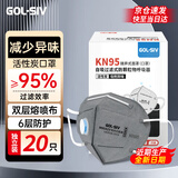 胜丽 kn95口罩活性炭 防甲流飞沫防尘口罩防雾霾防异味 独立包装 耳戴有阀 M9541V 20只装