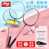 红双喜（DHS）羽毛球拍对拍套装训练比赛成人儿童学生防磨深凹槽羽拍P100 附3球