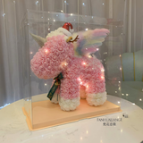 梵花恋歌永生花独角兽玫瑰花礼盒结婚生日马年吉祥礼物送女生女友老婆妈妈 【配手提袋】40厘米皇冠翅膀粉白天使【圣诞】组装好