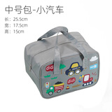 联扣（LianLock） 学生饭盒包防水便当包带拉链手拎袋可平放餐盘加厚保温包 中号平放保温包（小汽车A款）