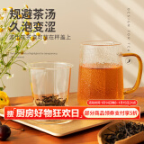 雅集筑茗玻璃茶杯茶水分离玻璃杯带盖带玻璃内胆办公家用耐热泡茶杯