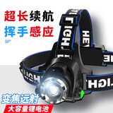 神鱼感应头灯强光led头戴式夜钓鱼灯超长续航轻便充电防水跑步户外灯 【顶配版感应】超长续航