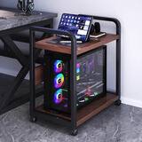 耐赛尔电竞风主机托架多层可移动书桌旁打印机电脑台式机箱收纳置物架子 【加深40cm加粗钢架】2层-深胡桃