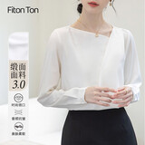 FitonTon衬衫女秋冬设计感小众百搭衬衣洋气轻熟缎面上衣职业泡泡长袖小衫