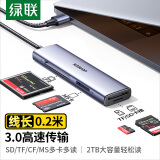 绿联USB3.0读卡器扩展坞 支持SD/TF/CF/MS四卡同读 适用相机行车记录仪监控内存卡存储卡 线长0.2m