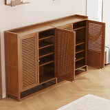丝竹阁家用门口鞋柜子加长大容量带门鞋架多层防尘新款2026爆款楼道走廊 百叶门-茶色 两门七层-加长款