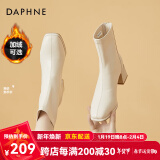 达芙妮（DAPHNE）短靴女瘦瘦靴秋冬季法式粗跟中跟英伦风百搭品牌女靴子2023冬季 米白色 36 (230mm) 标准码