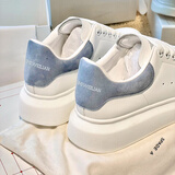 H8楚麦昆鞋小白鞋厚底增高鞋2025新款情侣男女休闲莆田鞋子经典板鞋 白色-雾霾蓝【顺丰速发】高品质 42 男码