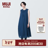 无印良品 MUJI 女式强捻无袖连衣裙女装连身裙子夏季纯棉全棉长裙BC2JNC4S 藏青色 S (155/80A)