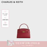 CHARLES&KEITH金属扣带凯莉包婚包手提单肩包包女包新年礼物CK2-50270880 Red红色 S